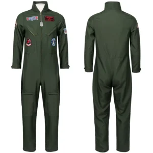 Ecowalson Top Gun TV Flight Fancy Dress Adult Men Pilot Costume Halloween Party
