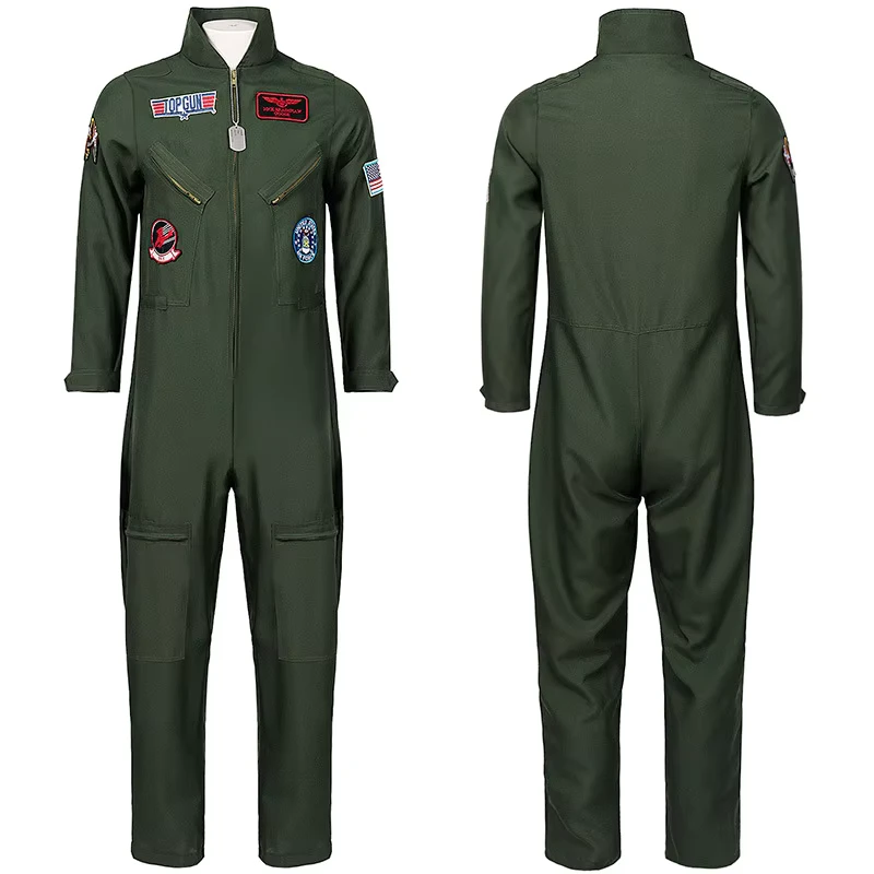 Ecowalson Top Gun TV Flight Fancy Dress Adult Men Pilot Costume Halloween Party