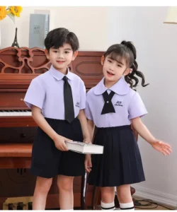 Elementary, Middle School, and Kindergarten Uniform Blue Shirt, Shorts, and Skirt Set