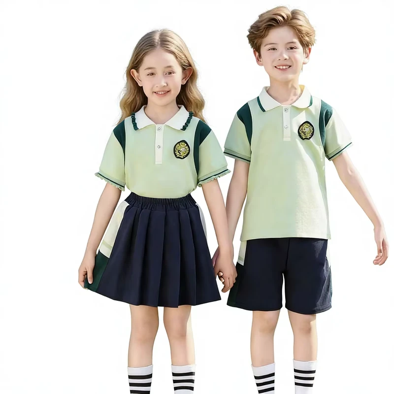 Elementary School Class Uniform Short Sleeved Two Piece Set Kindergarten Summer Uniform First Grade Children's School Uniform