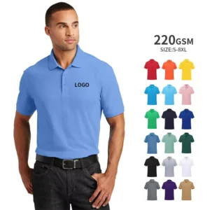 Embroidered Pure Cotton Men’s Polo Shirt Uniform Sports Golf Shirt Unisex Oversized European Size Workwear