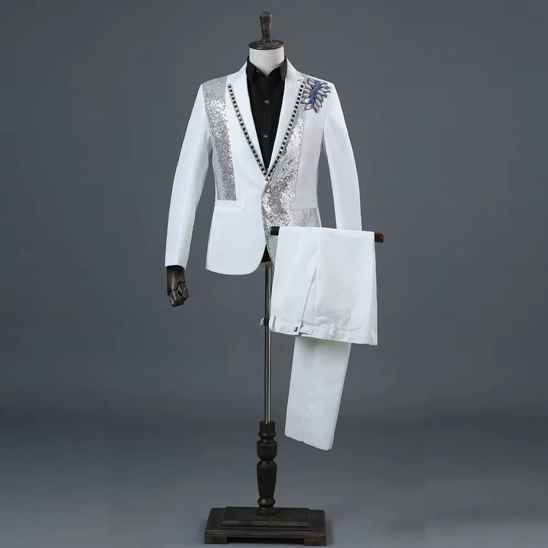 Embroidered Suit Hostess Formal Suit Men's Suit 2-Piece Set
