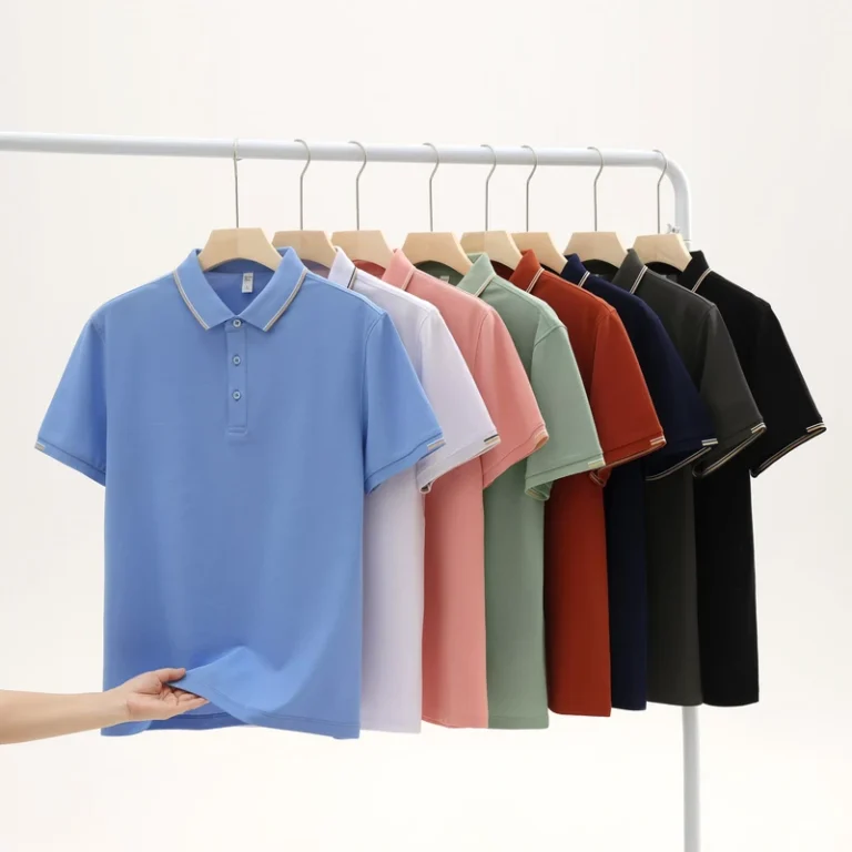 Embroidered-for-Polo-Shirt-Dark-Light-Colored-Techniques-Size-XL-6XL-Short-Length-Jersey-Denim-Fabric-Button-Hole