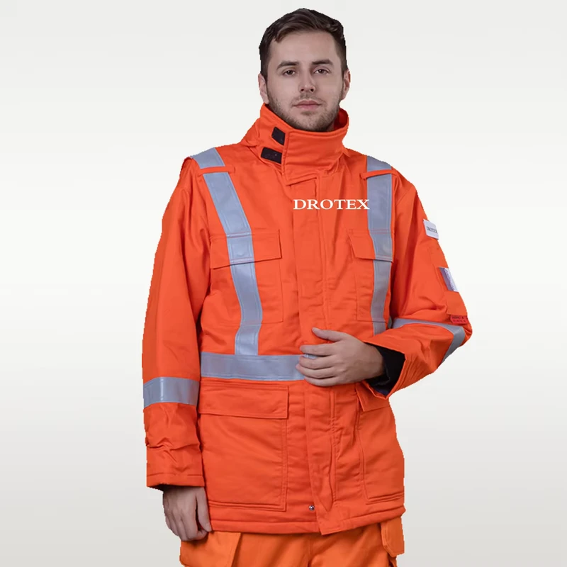 Engineers FRC Clothing Reflector Industrial Fire Resistant Work Clothes Orange Work Jacket