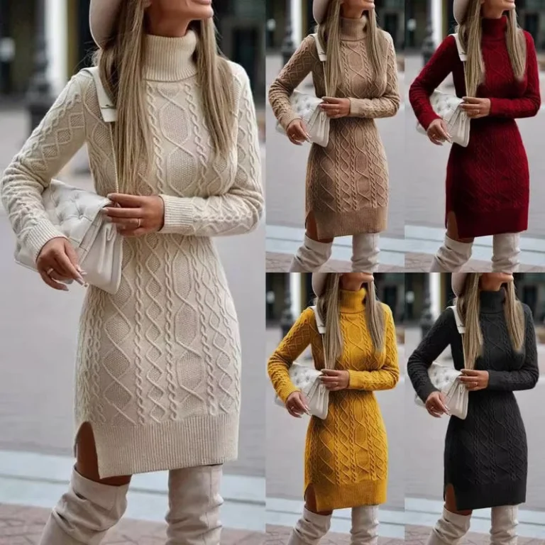 European-American-Style-Slim-Fit-Long-Autumn-Winter-Warm-Sweater-Womens-Dress-Long-Sleeve
