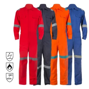 European Customized Men Safety Workwear FRC FR Fire Retardant Overalls Industry Welder Mechanics Coveralls With Reflective Tapes