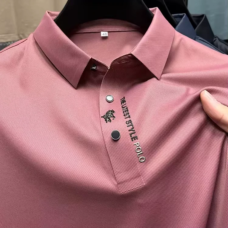 European-Size-High-End-Summer-Polo-Shirt-for-Men-Business-Casual-Seamless-Ice-Silk-Short-Sleeve-T-Shirt-Solid