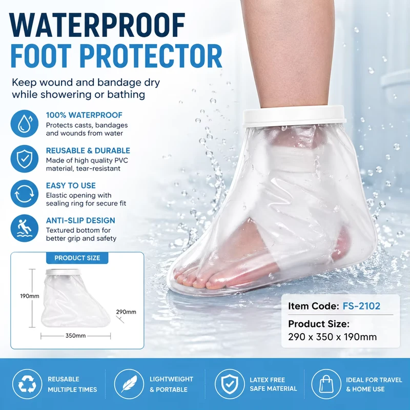 FIRSTAR Adult Foot Waterproof Cast Cover Shower Protector Reusable Leg & Foot Protection