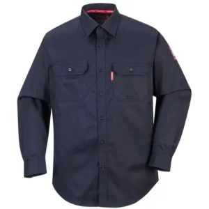 FLAME RESISTANT ANTI STATIC LONG SLEEVE NAVY BLUE T SHIRT Factory Price Flame Retardant Safety Uniform Reflective Work Shirts