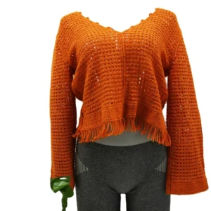 FNJIA Handmade Girls Sweater Customized Solid Color Crew Neck Pullover Casual Style Spring Knitted Sweaters for Women