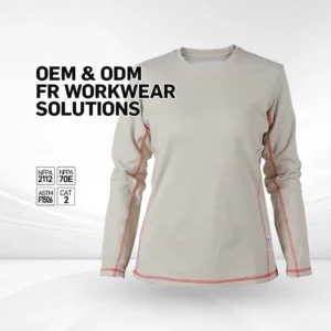 FR 100% Cotton Women Fire Retardant Long Sleeve Breathable Work Mechanic Work Shirt