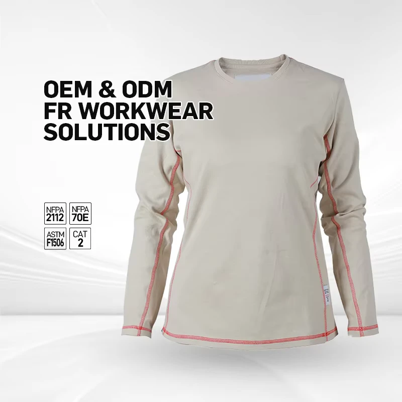 FR 100% Cotton Women Fire Retardant Long Sleeve Breathable Work Mechanic Work Shirt