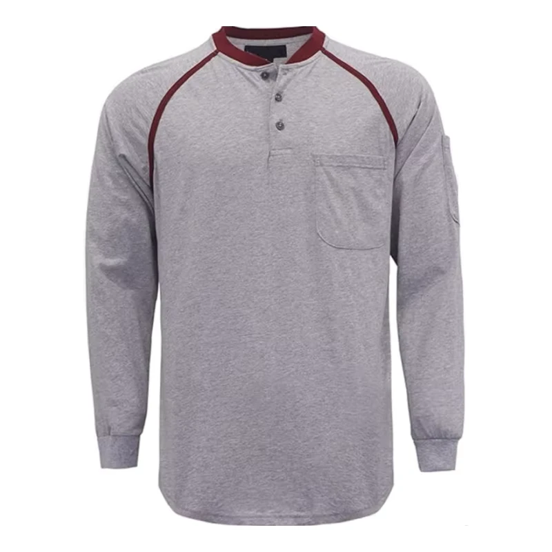 FR 5.5OZ Lightweight Cotton Arc Rated for 2 Flame Resistant Fireproof Safety Pullover T-shirts Knit Work Shirt
