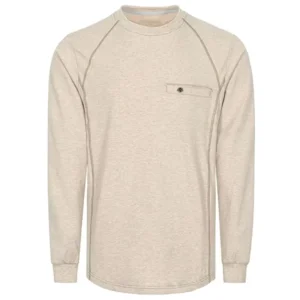 FR 6oz Flame Retardant Knit Workwear Shirt with Hidden Pocket Crew Neck ASTM Certified for Electrician and Welding Use