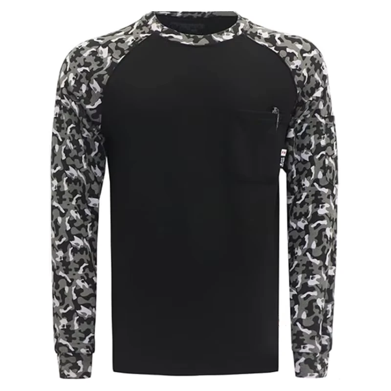 FR 7oz Fire Retardant Knit Printed Shirt Fire Retardant Camouflage Flame Proof Henley FR Working Shirts