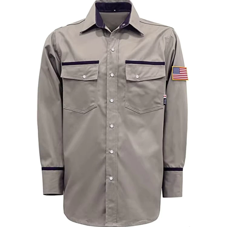 FR Apparel Men EN11612 NFPA2112 NFPA70E FRC Fire Retardant Arc Flash Protective Cotton Woven Waterproof Flame Resistant Light