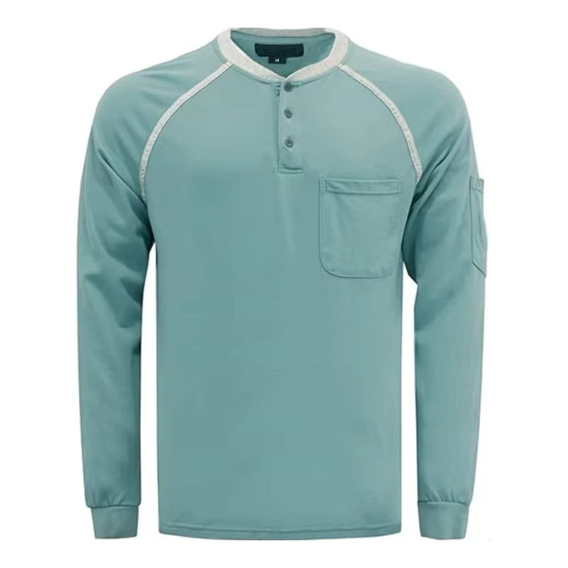 FR Arc Flame Shirt Fire Hazard Safety Pullover T shirts 5.5OZ Fire Retardant Knit Work Shirt