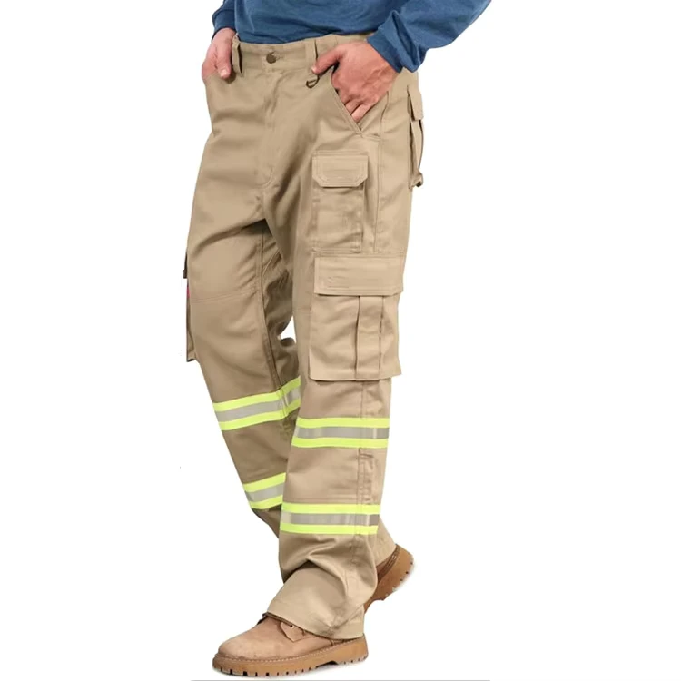 FR-Cargo-Bottom-Reflective-Stripe-Water-Oil-Repellent-Fire-Retardant-CAT2-Flame-Resistant-Hi-Vis-ASTM-Certified-Mens-Pants