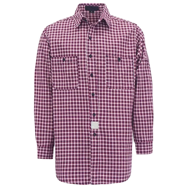 FR Check Shirt Flame Resistant Welding Garment Arc Flash Safety CAT2 Fire Retardant Plaid Shirts with EN 11612