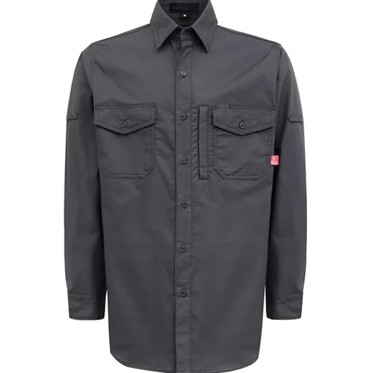 FR-Clothing-6oz-Cotton-Ripstop-Woven-Shirts-Water-Oil-Repellent-CAT2-Arc-Safety-Fire-Retardant-Adjustable-Cuffs-S-5XL
