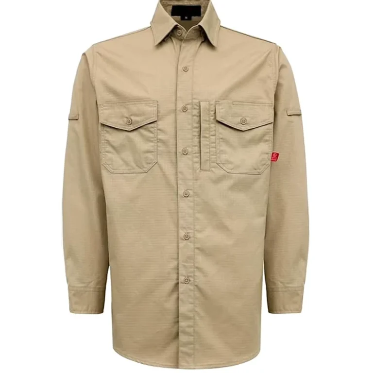 FR-Clothing-6oz-Summer-Flame-Resistant-Ripstop-Cotton-Woven-Shirts-Made-China-Water-Repellent-CAT2-Fire-Retardant-Arc-Safety