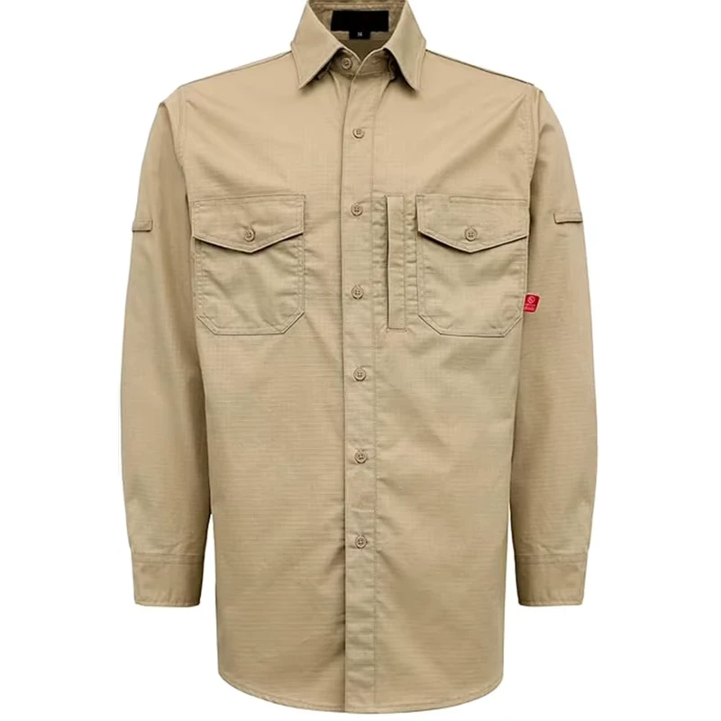 FR Clothing 6oz Summer Flame Resistant Ripstop Cotton Woven Shirts Made China Water Repellent CAT2 Fire Retardant Arc Safety