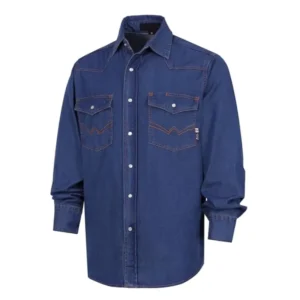 FR Clothing ASTM Certified Flame Retardant FRC Denim Shirt 6.5OZ CAT2 Welding Cotton Work Men’s