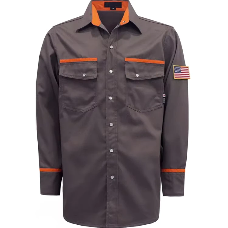 FR Clothing Fire Proof Shirts NFPA2112 NFPA70E CAT2 Fire Retardant Arc Flash Welding Apparel Cotton Woven Flame Resistant Shirts