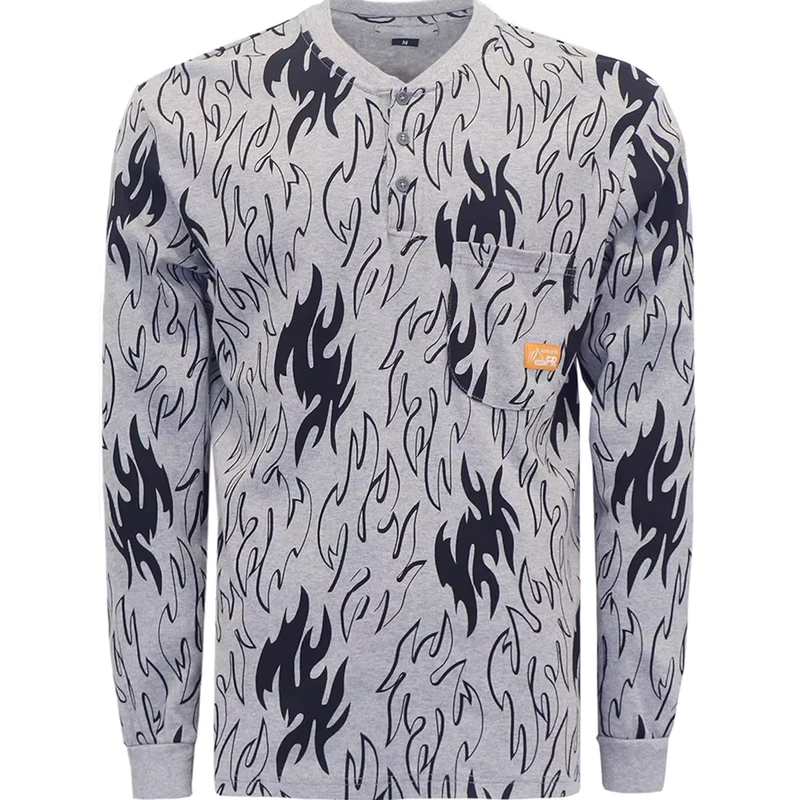 FR Clothing Fire Retardant Printed Camouflage Knit FRC Henley Shirts CAT2 Flame Resistant Workwear ASTM Certified