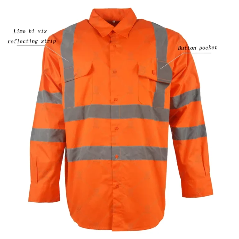 FR-Clothing-Flame-Resistant-Fire-Safety-Shirt-Industrial-Work-Uniform-ANSI-Class-2-High-Visibility-Customized-Logo-Unisex