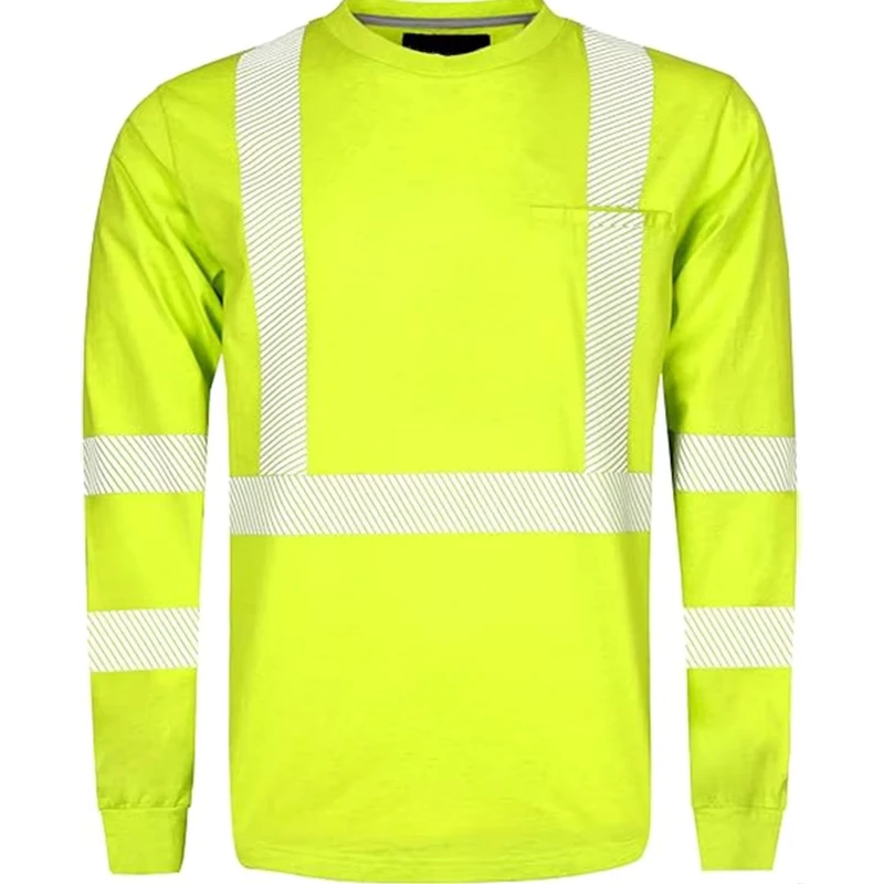 FR Clothing Hi Vis FRC Fire Retardant Pullover Shirt 2 inch Reflective Trim 6OZ Heather Yellow NFPA 2112 Standard for