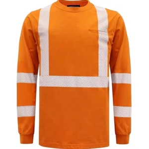 FR Clothing Hi Vis Fire Retardant Pullover Shirt Reflective Segregated Striping 6OZ Orange Flame Resistant NFPA 2112 Standard