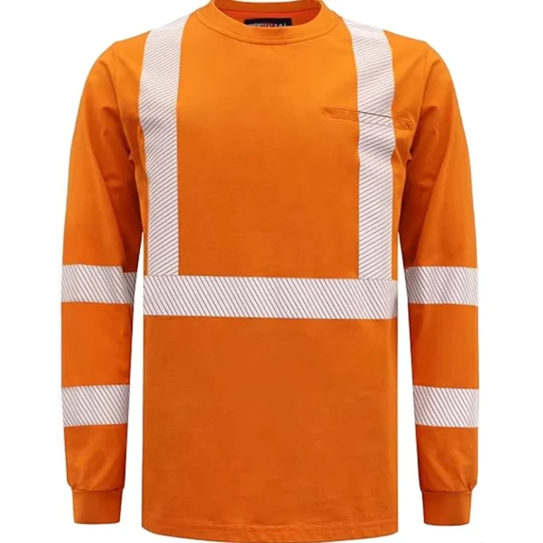 FR-Clothing-Hi-Vis-Fire-Retardant-Pullover-Shirt-Reflective-Segregated-Striping-6OZ-Orange-Flame-Resistant-NFPA-2112-Standard