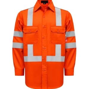 FR Clothing High Visibility Fire Retardant CAT2 Hi Vis Shirt with Reflective Tape 100% Cotton FR Twill NFPA 2112 Certified