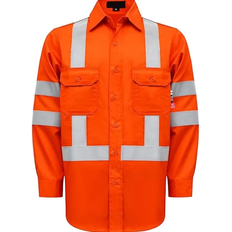 FR-Clothing-High-Visibility-Fire-Retardant-CAT2-Hi-Vis-Shirt-with-Reflective-Tape-100-Cotton-FR-Twill-NFPA-2112-Certified