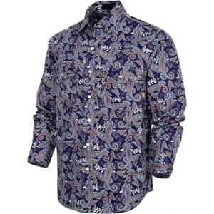 FR Clothing Printed Fire Retardant Top Paisley Pattern Lightweight Pearl Snaps NFPA2112 CAT2 FR Shirt 100% Cotton 6.5OZ