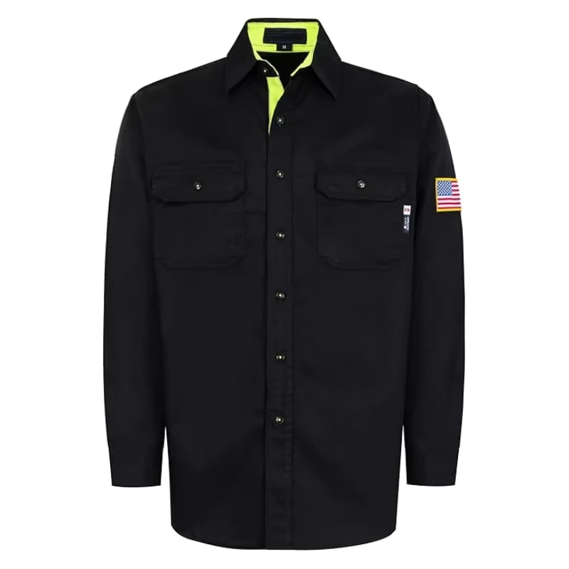 FR Cotton 6.5OZ Stain Resistant Finish Workwear Arc Rating CAT2 Flame Retardant Shirts