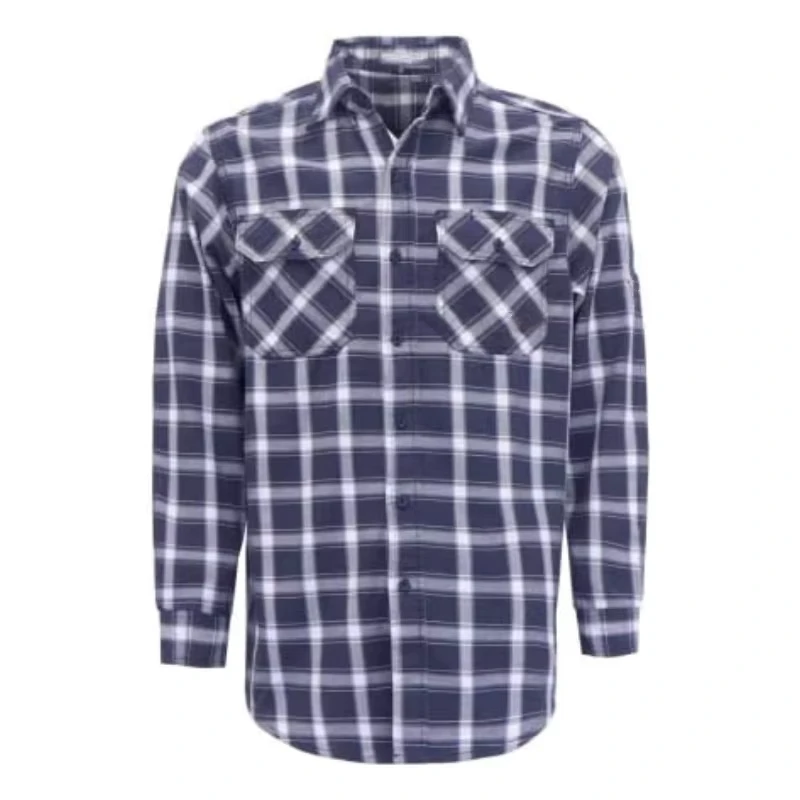 FR Cotton 7.5OZ Fire Proof Clothing Flash Safety Certified NFPA 2112 Flame Retardant Plaid Shirts