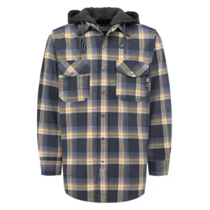 FR Cotton Comfortable Plaid Detachable Hood Flannel 8.5OZ Shirts NFPA Certified CAT2 Flame Retardant Workwear