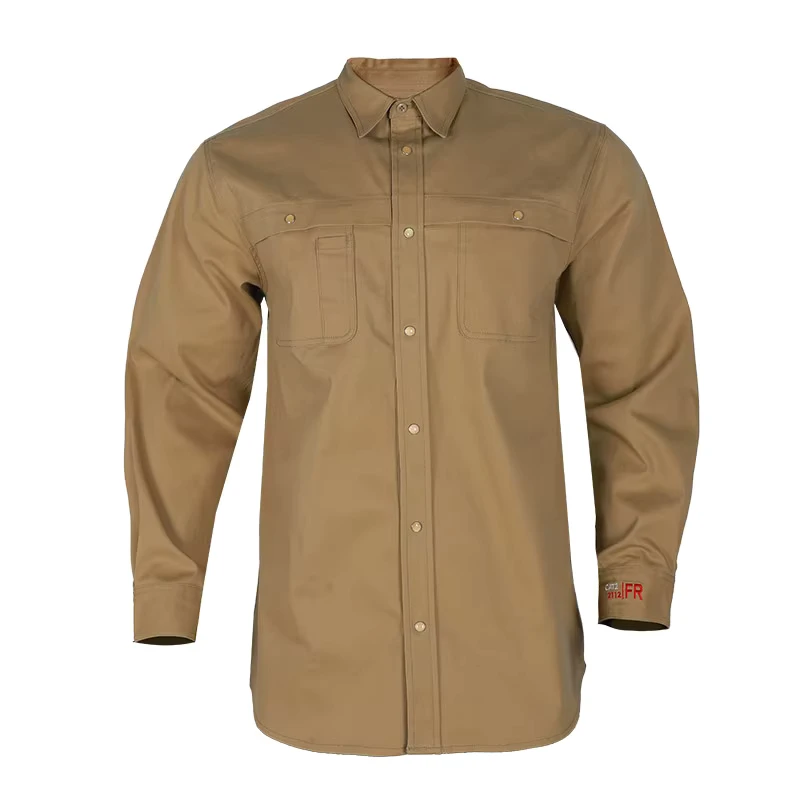 FR Cotton Construction Workwear FR Shirt Flame Resistant NFPA 2112 Work Shirt For Men