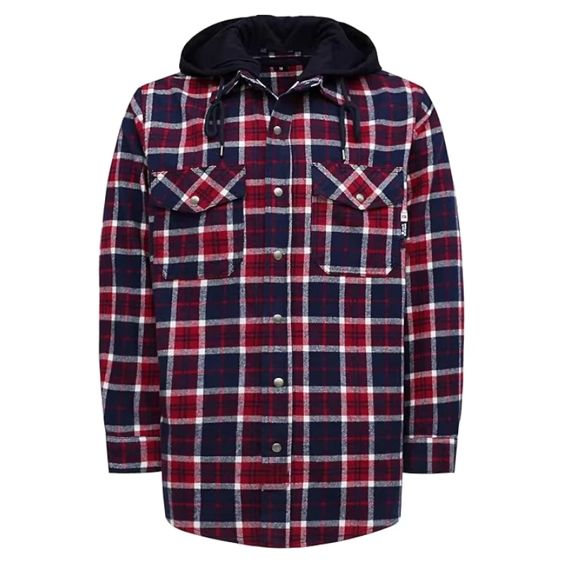 FR Cotton Fireproof Flame Retardant Workwear Shirts 8.5OZ CAT2 11cal/cm2 NFPA 2112 Certified Plaid White Navy Welding Protection