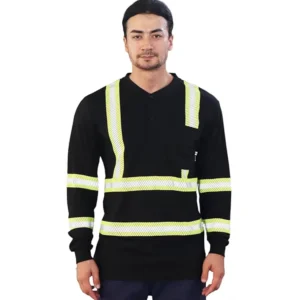 FR Cotton Hi Vis Flame Resistant Reflective Tape Pullover T Shirt Men’s NFPA 2112 Certified ASTM ATPV 9.6 Cal CM2