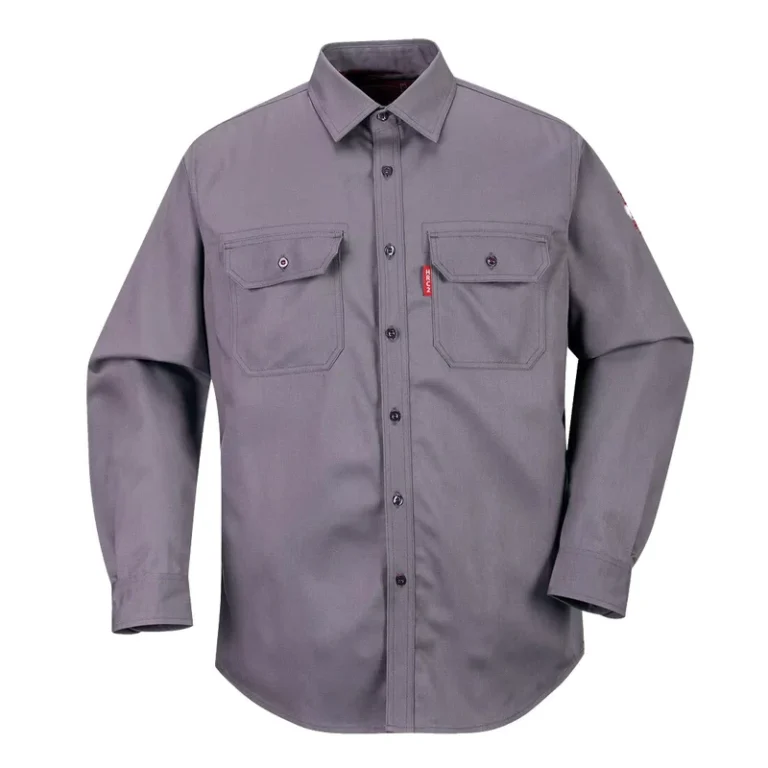 FR-Cotton-Safety-Work-Shirt-for-Oilfield-Workers-Flame-Resistant-Industrial-Welding-Workwear-Gray-Color