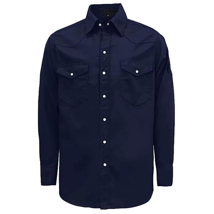 FR Cotton Water Resistant Flame Retardant 6.5OZ ASTM Certified CAT2 Welding Workwear Shirt with Adjustable Cuffs for Men