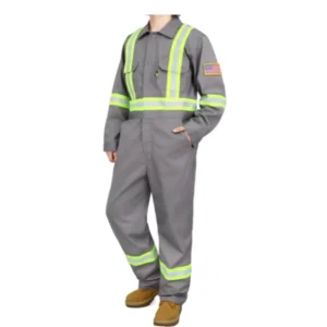 FR Coveralls Men ANSI 107 High Visibility 7.5oz Cotton Twill Flame Resistant NFPA2112 HRC2 Waterproof Loose Fit Aramid Thread