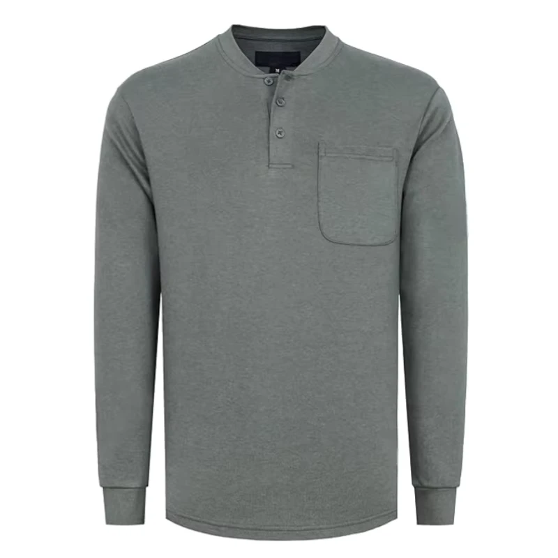 FR Crew Neck 7oz Midweight Flame Resistant Pullover NFPA2112 CAT2 Arc Flash Protective Men's Fire Retardant Work Shirt