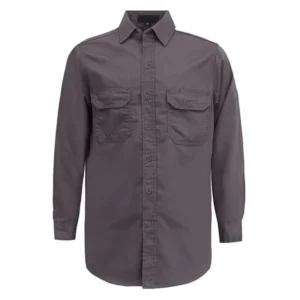 FR Fire Resistant Arc Flash Safety Charcoal Grey 6.5OZ Twill CAT2 NFPA 2112 70E ATPV 8.2cal/cm2 Shirts