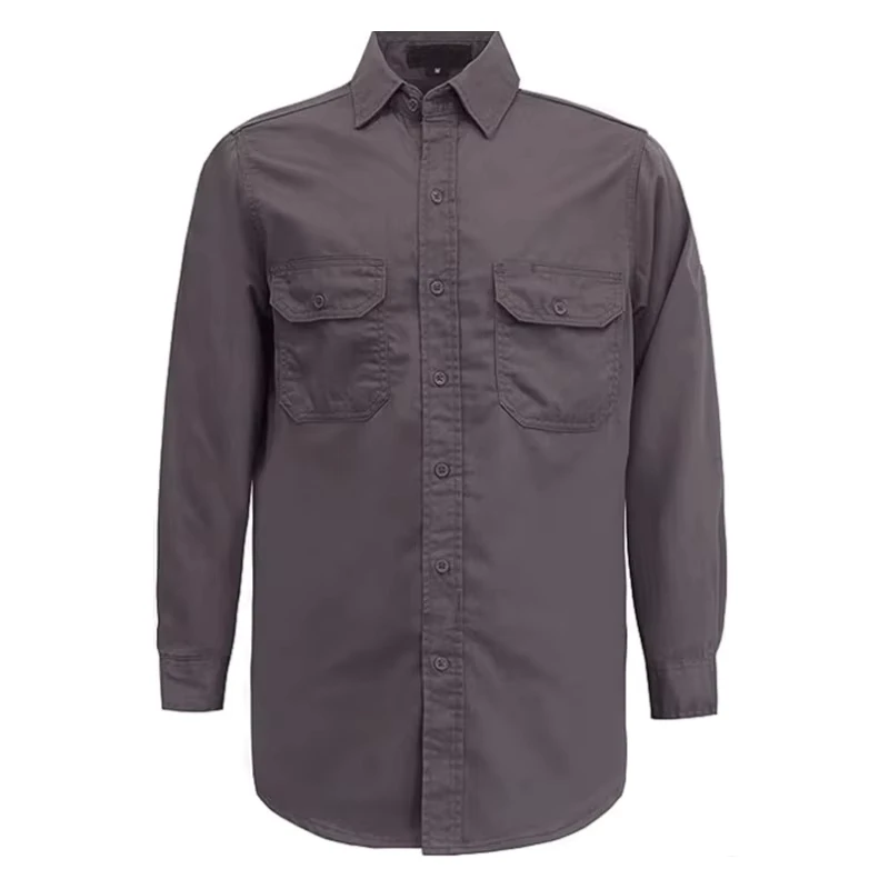 FR Fire Resistant Arc Flash Safety Charcoal Grey 6.5OZ Twill CAT2 NFPA 2112 70E ATPV 8.2cal/cm2 Shirts