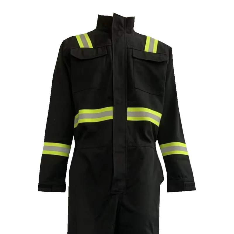 FR Fire Retardant Work Coveralls Breathable Cotton Workwear With Fluorescent Safety Features Antistatic
