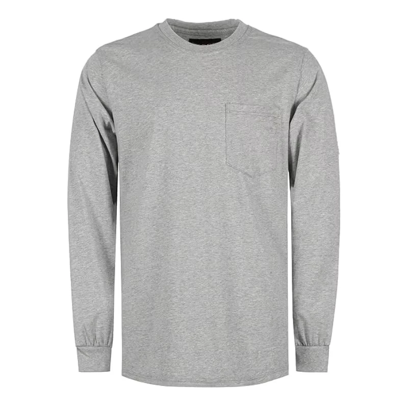 FR Flame Proof Light Gray Cotton Men's Pullover NFPA 2112 Arc Safety T Shirt 5.5OZ Fire Resistant Workwear